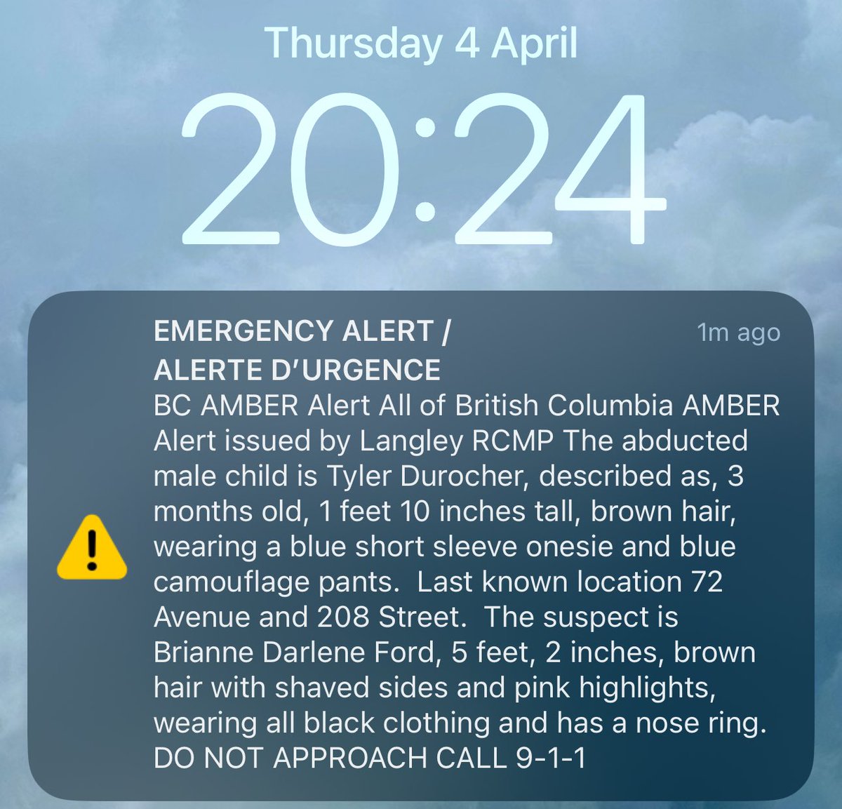 RyanVoutilainen's tweet photo. #BC-wide #AmberAlert issued for abducted 3 month old Tyler Durocher of #LangleyBC 

#BCamberalert https://t.co/fyuw9plHge