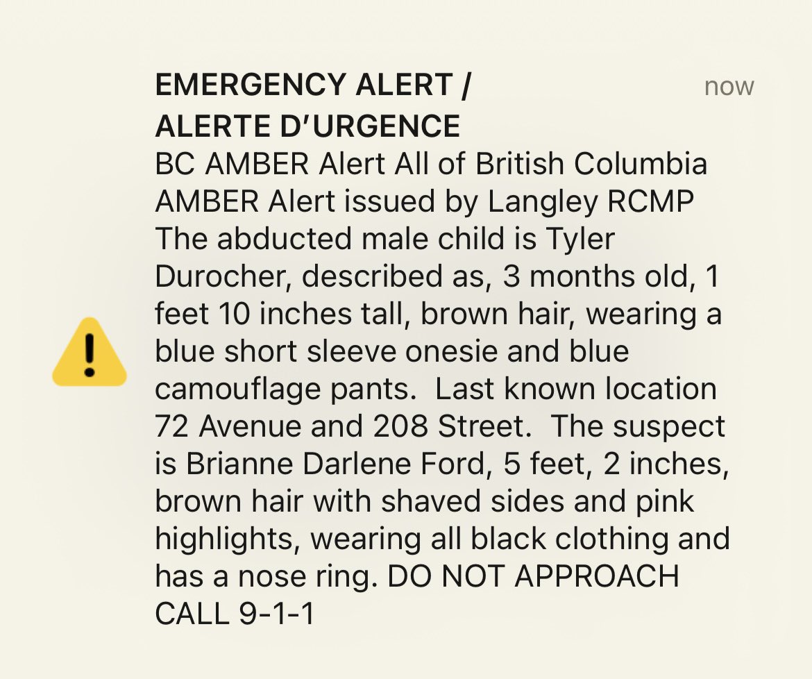 Langley RCMP Amber Alert Call 911 Langley RCMP issues Amber Alert