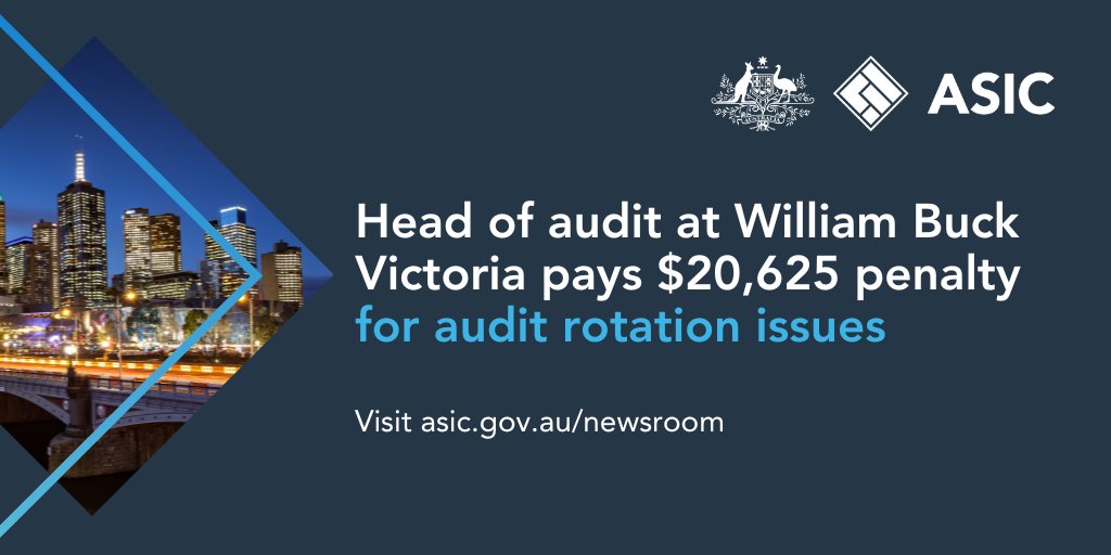 The director of William Buck Audit (Vic) has been penalised $20,625 in the first use of an infringement notice for alleged #audit rotation breaches bit.ly/3U4dLQl
