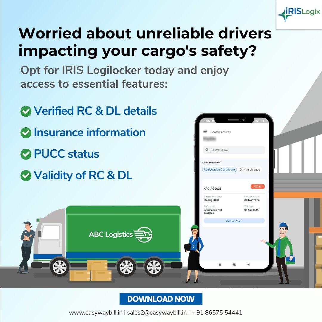Take charge of your logistics security! Download IRIS Logilocker now and safeguard your shipments. Get the app from here  ow.ly/N1q750R7agU 

#LogisticsSecurity #IRISLogilocker #transporter #transportation