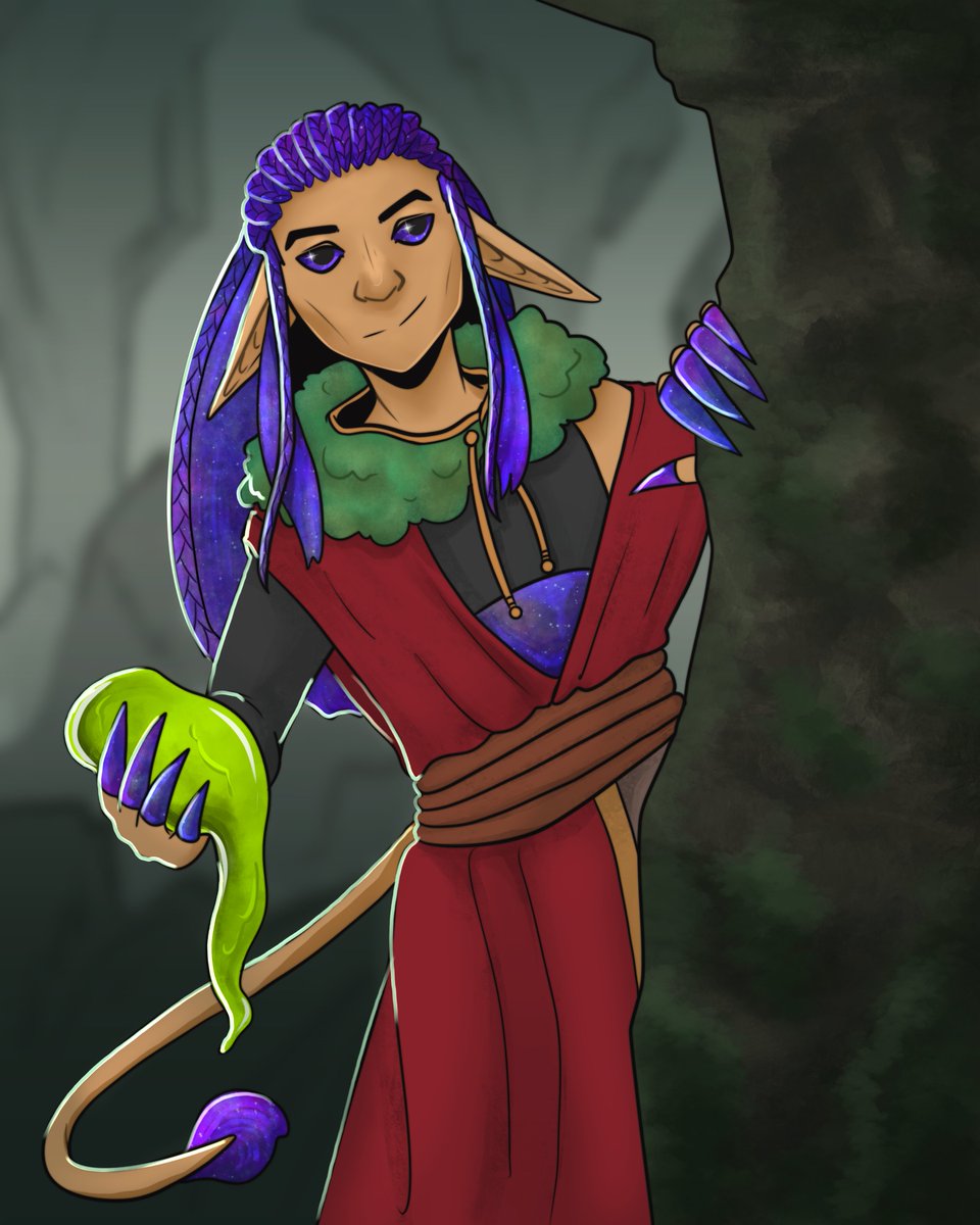 Finished my first #genasiandaasimarsecretsatan2024 hosted by <a href="/leidensygdom/">Sygdom - Drow and Tiefling every few days</a>  for instagram.com/mushroomjeremy !