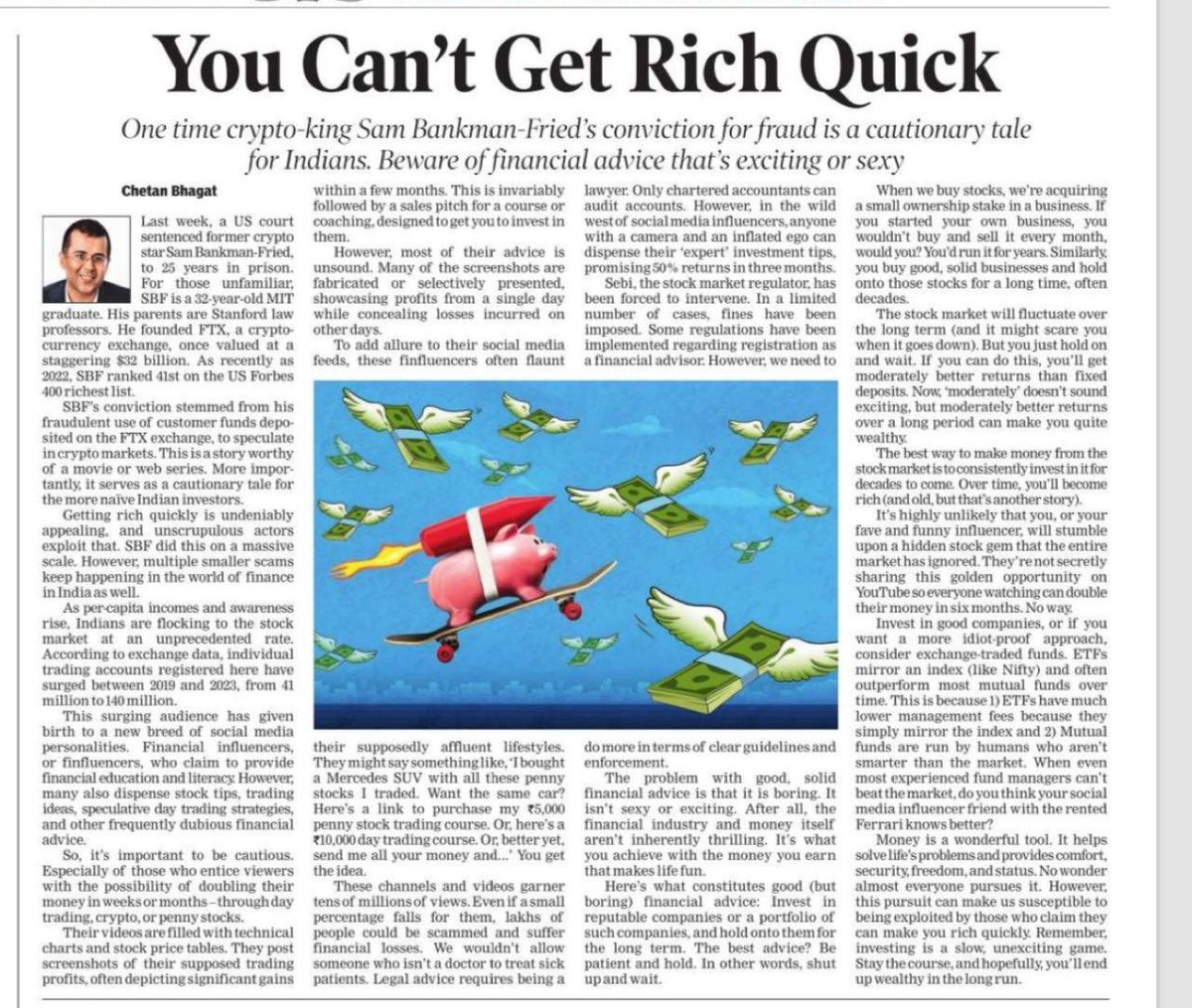 Hi all, “You can’t get rich quick,” my column in TOI today. Do read and share!