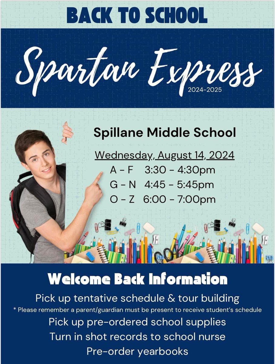 SAVE THE DATE!!! Spartan Express will be held on Wednesday, August 14th for all grade levels!