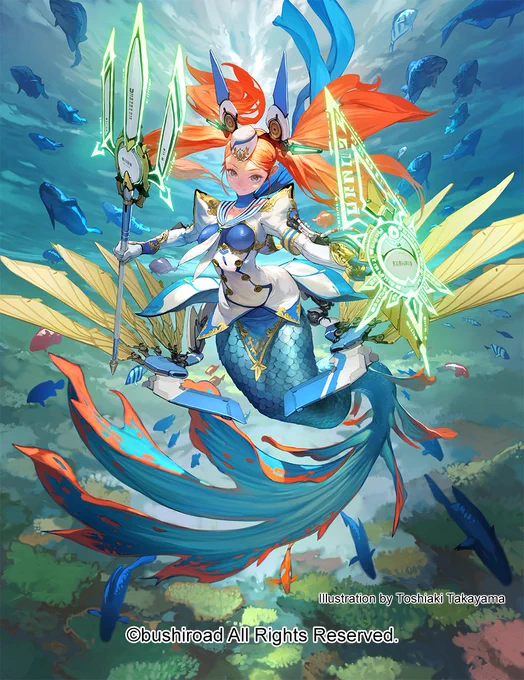 【お知らせ】本日4/5発売「カードファイト!! ヴァンガード」ブースターパック 無幻双刻にて【戦場の歌姫エレフテリア】を描きました! 初マーメイドです☆宜しくお願いします! #ヴァンガード #cf_vanguard  