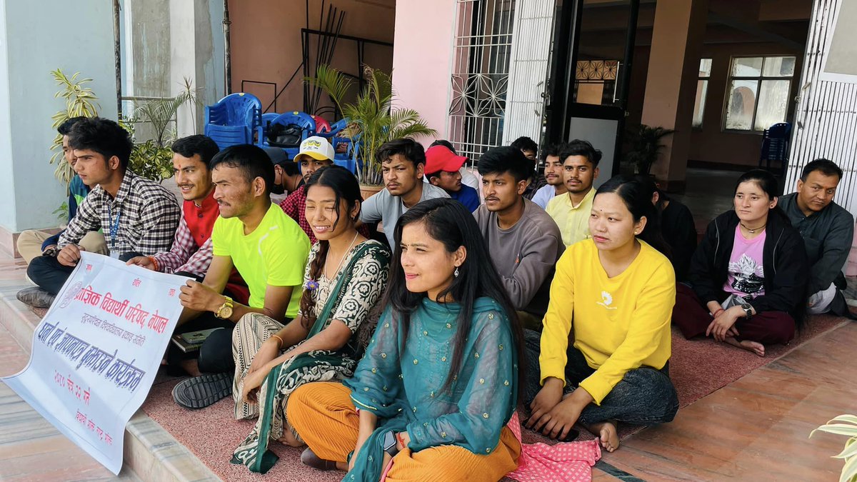 pvpnepal's tweet image. The unit committee of Sudurpaschim University has staged a sit-in at the central campus of the university demanding that Nepali should be the medium of question paper in the examination to solve various problems of teaching and learning.