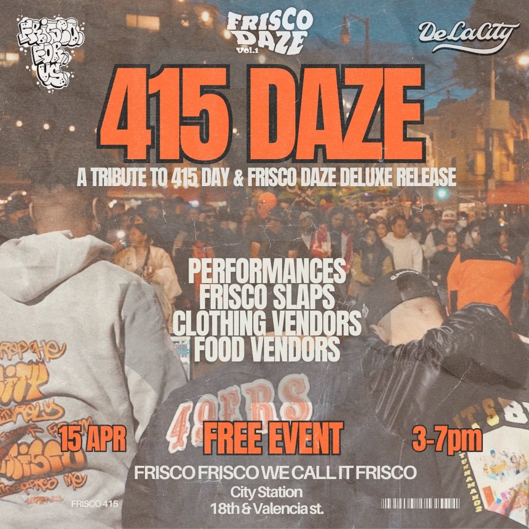 DeLaCity415's tweet image. 4.15 Daze is coming up we got that heat for y'all all day &amp;amp; iight! FREE Day event! 🥳🌉

We going up on a Monday!  @DeeJaySeanG
@TheCityKid_415
@SayHeyKiid
@AlienMacKitty
@JaaayStayTrue_
@ofmb_dk
@F8SF

$10 Presales available for 415 Nights! 
eventbrite.com/e/415-daze-aft…