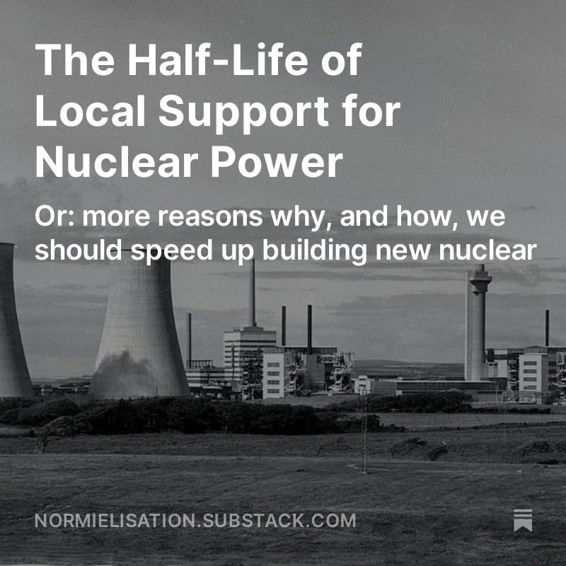 One insight from @BritainRemade's work over the last 18 months has been the strength of support for nuclear in the areas that have a nuclear heritage. 

@Ben_A_Hopkinson and I have looked into why this matters, and how we can speed up deployment of new nuclear to take advantage