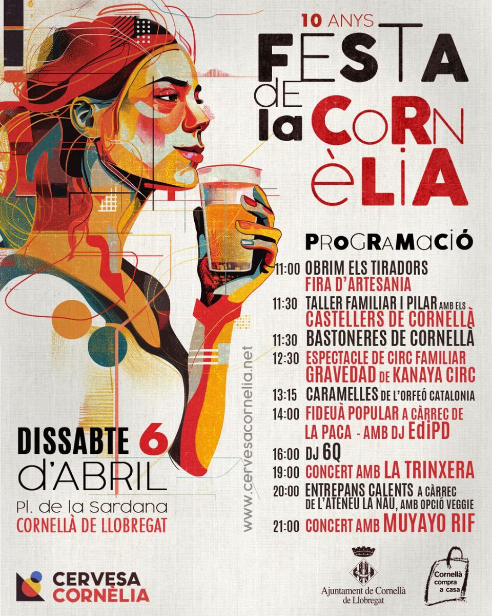 10 ANYS DE FESTA DE LA CORNELIA.

Ens veiem aquest dissabte , des de La Nau ens encarreguem dels entrepans calents a partir de les 20 h!!🍻🥪🥳