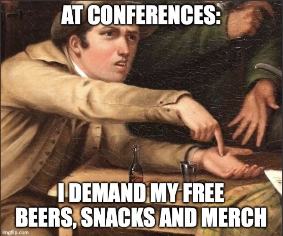 57.1% of you are going to 2-3 conferences this year! 💬#ConferenceSeason #FridayQuiz #IMPRSQuiz On this occasion some conference memes from our IMPRS Meme Competition🔥 #Memes #IMPRSMemes #PhDlife