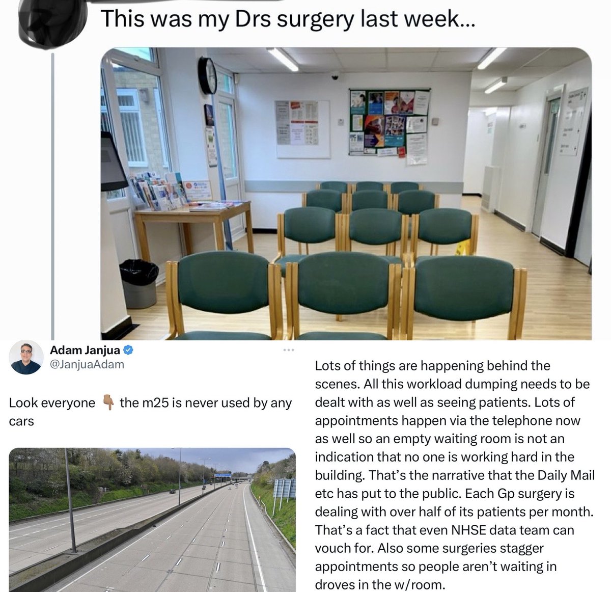 📢Empty GP surgeries do not equal lazy GPs! 🩺For daily stats on what GPs actually do pls see @DrSteveTaylor 🩺Read @wanderingwelch ‘s book #WhyCantISeeMyGP Talk TO your own GP about this and ask your MP to prioritise General Practice instagram.com/p/C5X7mo7AQz6/… @JanjuaAdam