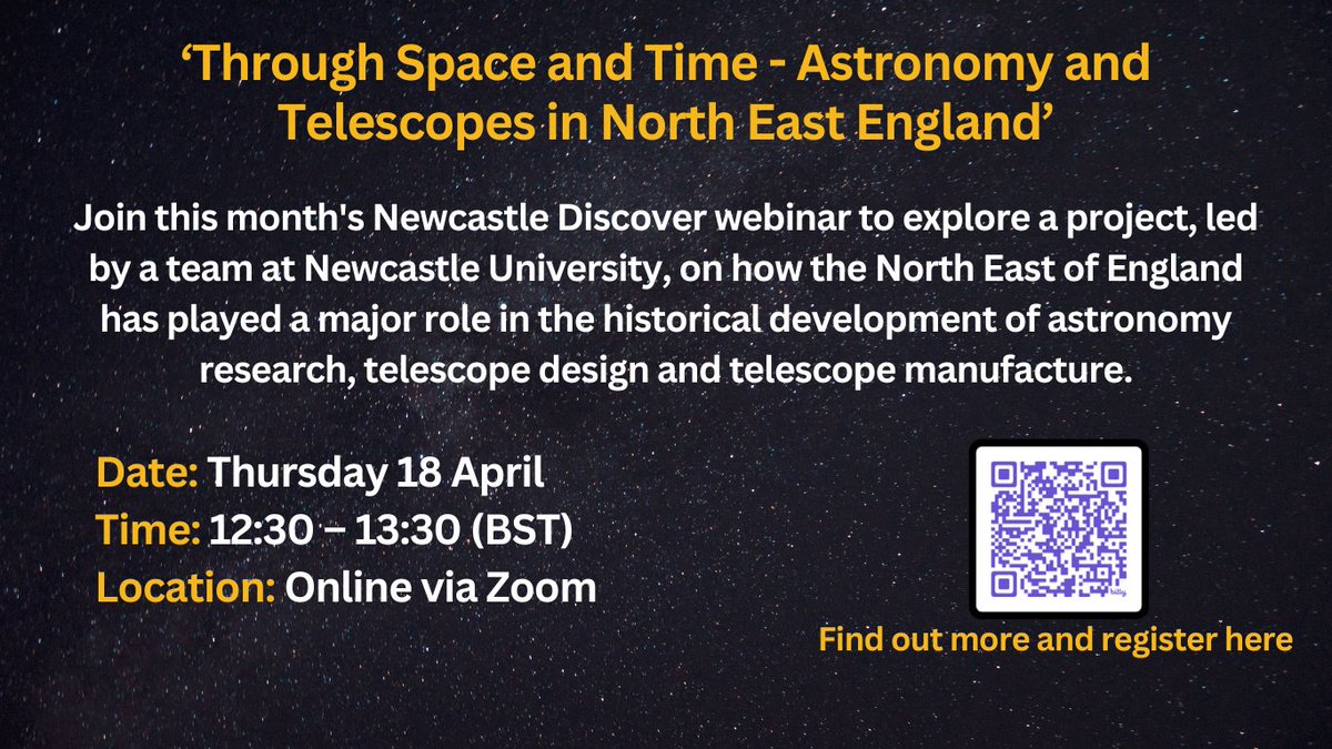 NCLMathsStatsPhysics (@nclmathsstats) on Twitter photo Come along to our webinar ‘Through Space and Time - Astronomy and Telescopes in North East England’. Open to all <a href="/UniofNewcastle/">Newcastle University</a> students, staff & alumni
Click here to find out more and to register: ncl.ac.uk/alumni/events/…
#space #spaceandtime #astronomy #telescope #NorthEast Come along to our webinar ‘Through Space and Time - Astronomy and Telescopes in North East England’. Open to all <a href="/UniofNewcastle/">Newcastle University</a> students, staff & alumni
Click here to find out more and to register: ncl.ac.uk/alumni/events/…
#space #spaceandtime #astronomy #telescope #NorthEast