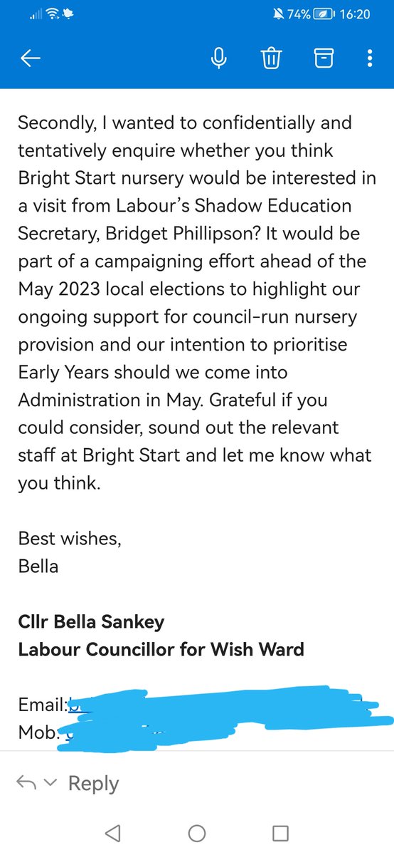 So @bphillipsonMP is against #childcare #lies? @BellaSankey emailed me last year to ask if @SaveBrightStart would be interested in a visit to show @UKLabour's 'intention to prioritise #EarlyYears.' But in less time than it takes to have a baby, @bhlabour are shutting the site!