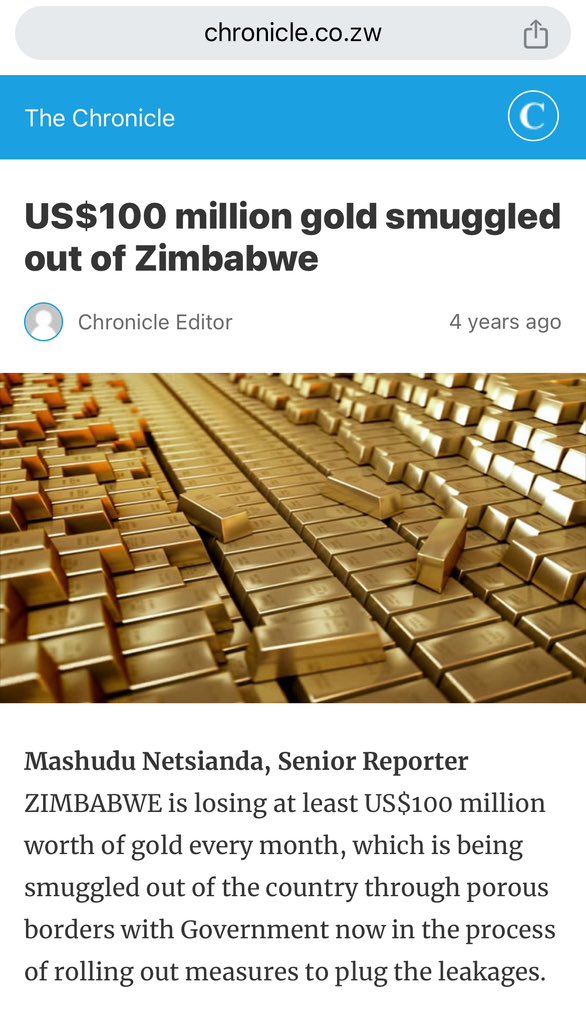 🟣Did you know? US$100 million worth of gold is smuggled out of Zimbabwe each month. For context, Zimbabwe has US$300 million in cash reserves - that’s just 3 months’ worth of smuggled gold. Who smuggles this gold out? We need new leaders.🇿🇼