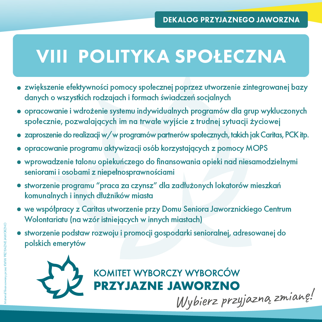 PrzyjazneJ_no's tweet photo. Każdy jaworznianin powinien mieć pewność, że otrzyma pomoc kiedy będzie w potrzebie, a pomoc społeczna będzie trafiać wyłącznie do rzeczywiście jej potrzebujących. Szczegółowe rozwiązania opisuje VIII punkt Dekalogu Przyjaznego Jaworzna - POLITYKA SPOŁECZNA. https://t.co/P9x8w83VSp