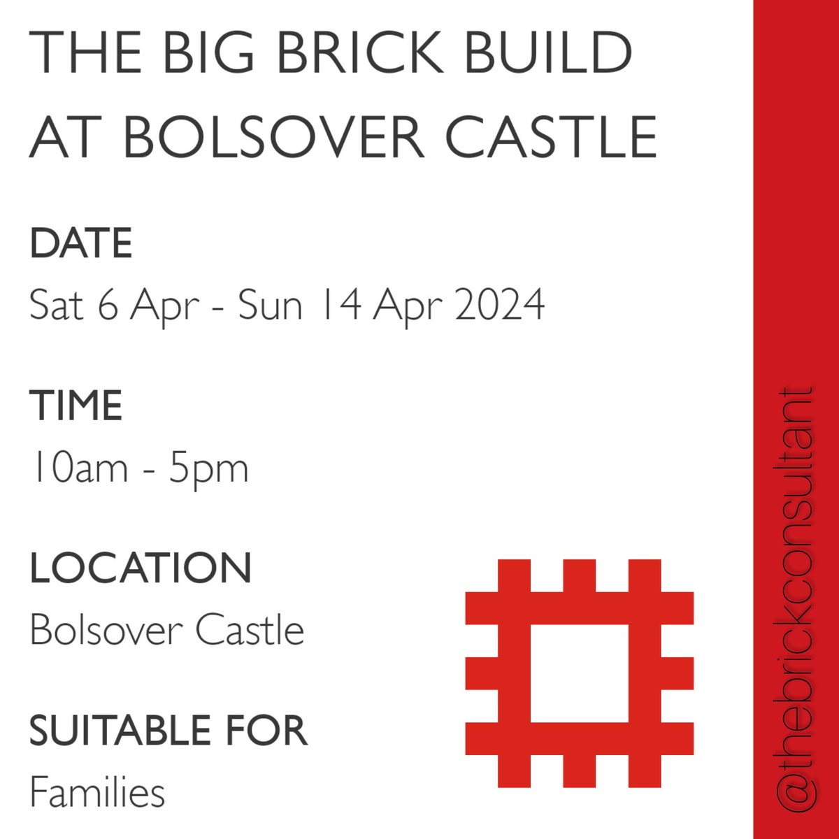 Come along if you are in the area. This event should be lots of fun! #castle #lego #englishheritage #bigbuild #bolsovercastle