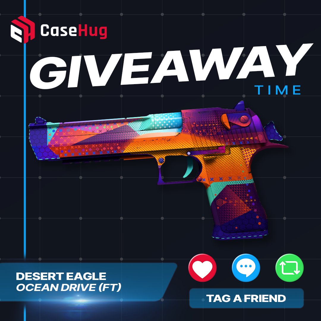 CS2 GIVEAWAY!🎁 WIN Desert Eagle | Ocean Drive [FT] 🏆⤵️ To enter: - Follow us - Tag a Friend - Like & Retweet this post ⏰Giveaway ends on Thursday 18th of April. Best of luck!🙌 #casehugcom #Giveaway #CS2Giveaway #eSport #CSGOGiveaway #cs2skins
