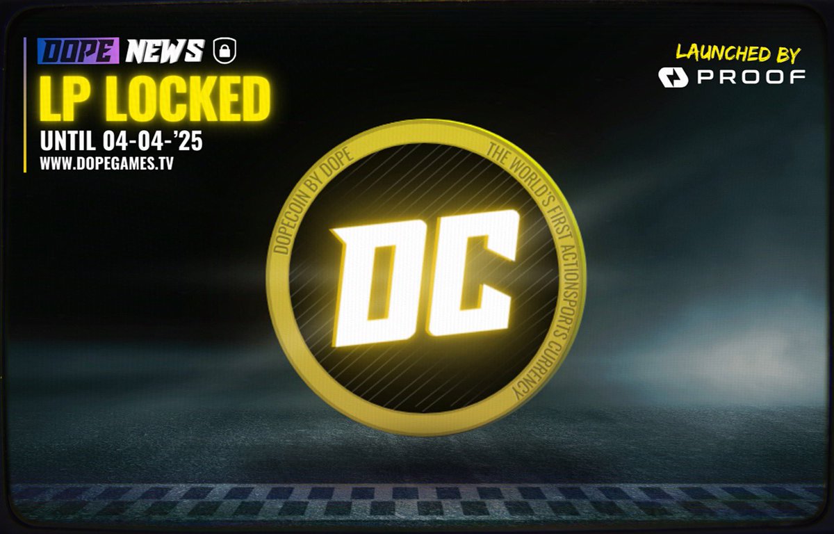 $DOPE NEWS! 🗞️

Our Liquidity has been locked for a whole year ahead! 🔒

All details can be found by clicking the link down below: 

shorturl.at/coxKR

📹 #DopeSocials
💰 #DopeCoin
🛒 #DopeGames

Launched by @PROOFplatform 🔥

#Dope #Actionsports #Crypto #btc