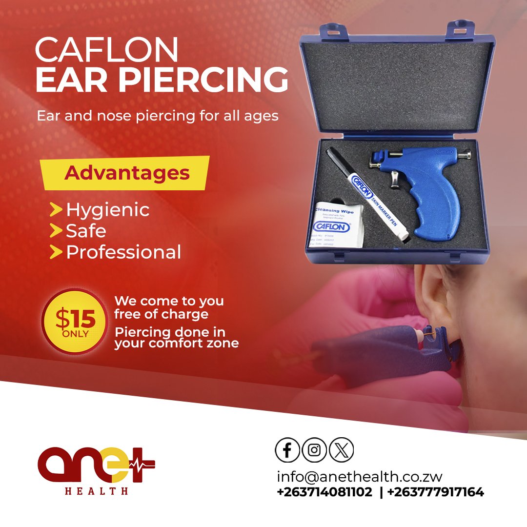 AnetHealth's tweet photo. Elevate your style with our safe and hygienic piercing service done with precision and professionalism.

Book your appointment now!
WhatsApp/Call 0714081102 | 0777917164 |  0772833392
info@anethealth.co.zw 

#piercing #earpiercing #earings #nosering #caflon #caflonearpiercing https://t.co/JiFtpBI6Pn