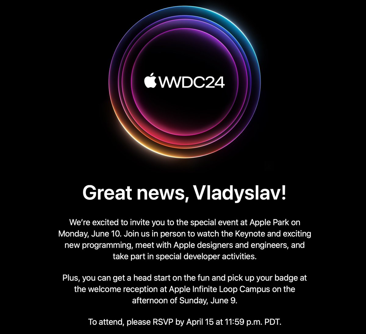 Looks like we’ll be at Apple Park for #WWDC24 🛸 Who else? Let's connect!