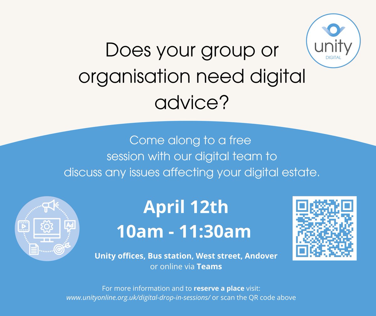 UnityOnline_'s tweet image. Don't forget, our next Free Digital Drop in session for charitable groups is next Friday! 
If you'd like some digital help, get in touch with us to book your place. 🙂
cc @TestValleyBC
#freedigitalhelp #digitaldivide #andovercommunityhelp