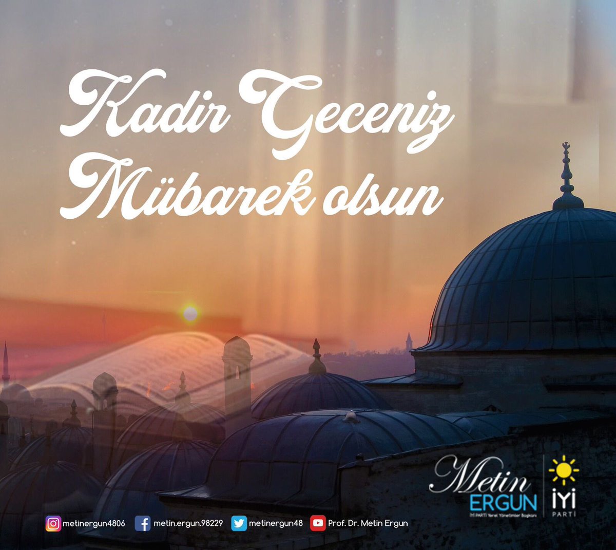 Bin aydan daha hayırlı olan #KadirGecesi'nin milletimize, İslam alemine ve insanlığa sağlık, huzur ve esenlikler getirmesini diliyorum. Cenab-ı Allah bu mübarek gecede yapacağınız tüm ibadetlerinizi kabul buyursun.