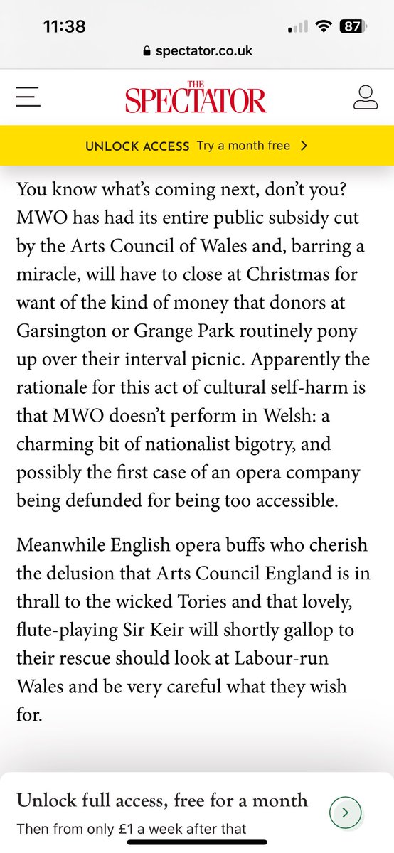 This piece by @RichardBratby is well worth a read. That @Midwalesopera’s funding has been stopped for the reason stated below simply defies belief. Shame on @Arts_Wales_ & @WelshGovernment. You are as culpable as Westminster for decimating #Opera in #Wales. @WelshNatOpera