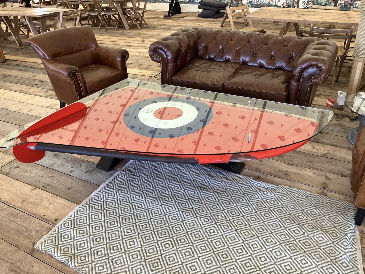 Aerotiques's tweet image. Seems appropriate for #wingfriday that, in their 60th anniversary year, our next @rafredarrows coffee table is underway.  It’s from the longest serving #BAeHawk XX227.  There’ll be some tailplane feature pieces along with more tags and desk stands too… aerotiques.co.uk/product-page/r…