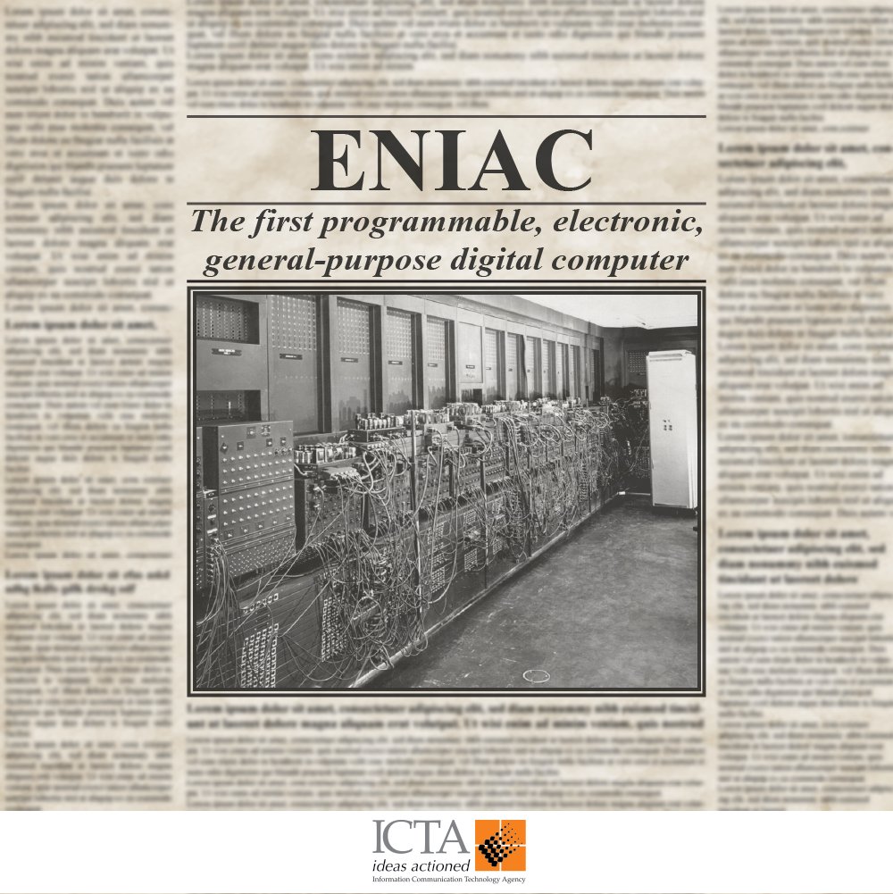 From wartime necessity to computing pioneer, ENIAC revolutionized technology forever. Explore the fascinating journey of this behemoth of computation! Read more: tinyurl.com/mr38yk3t #ICTA #LKA #Didyouknow