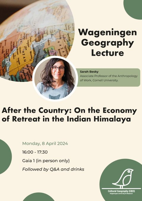 Mark your calender if you haven't already and don't forget to join us next week Monday for the Wageninge Geography Lecture @WUR @SDC_WUR @RuralSociologyW @Health_Society @ENPWageningen @com_wur @WURenvironment