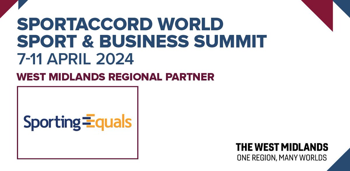 Nationwide charity, @SportingEquals is a WM Regional Partner at the upcoming @sportaccord World Sport & Business Summit. Independent since 2007, Sporting Equals drives to promote ethnic diversity across sport and physical activity. Read more here: tinyurl.com/2s47fswx