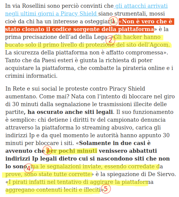 #Piracyshield 

Visto che al @Corriere non fanno fact checking:

1. Mi spiace, è vero
2. Questa affermazione non ha senso
3. Il ripristino ha richiesto giorni
4. Non tutte evidentemente e le prove non sono prove, ma file zip che nessuno guarda.
5. Non ci sono riscontri.

⬇️