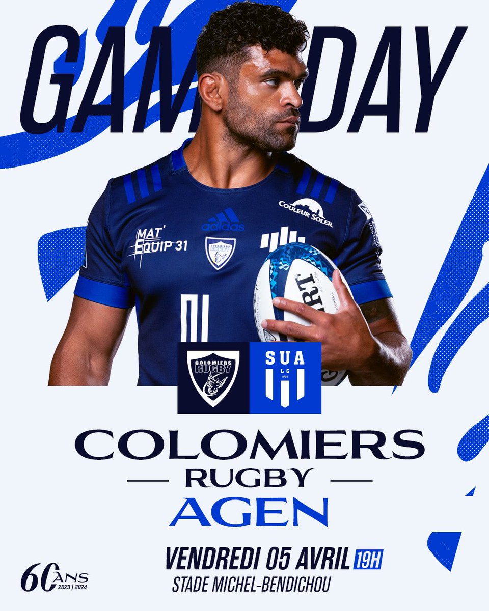ColomiersRugby's tweet photo. 🔥 𝐉𝐎𝐔𝐑 𝐃𝐄 𝐌𝐀𝐓𝐂𝐇

🆚️ @agen_rugby 
🏟 stade Michel-Bendichou
🕖 19h00
📺 @CanalplusSport 

#AllezColomiers 
#BleusFoncez 🔵⚪🕊 https://t.co/MvJeFlUu0s