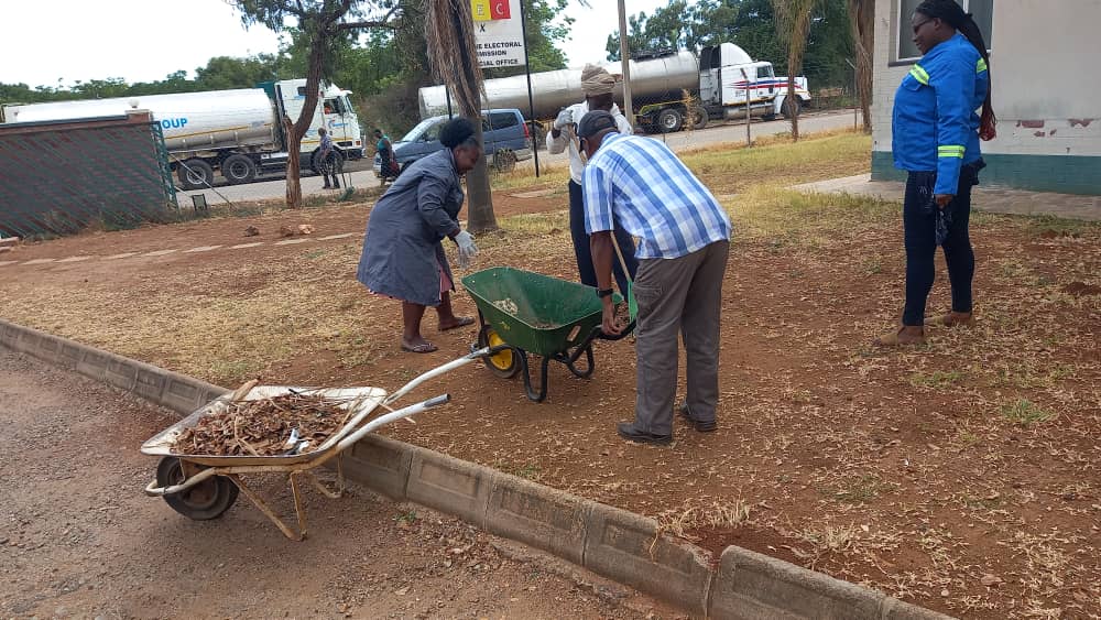 ZEC staff participating in the National Clean Up Campaign upholding their civic responsibilities