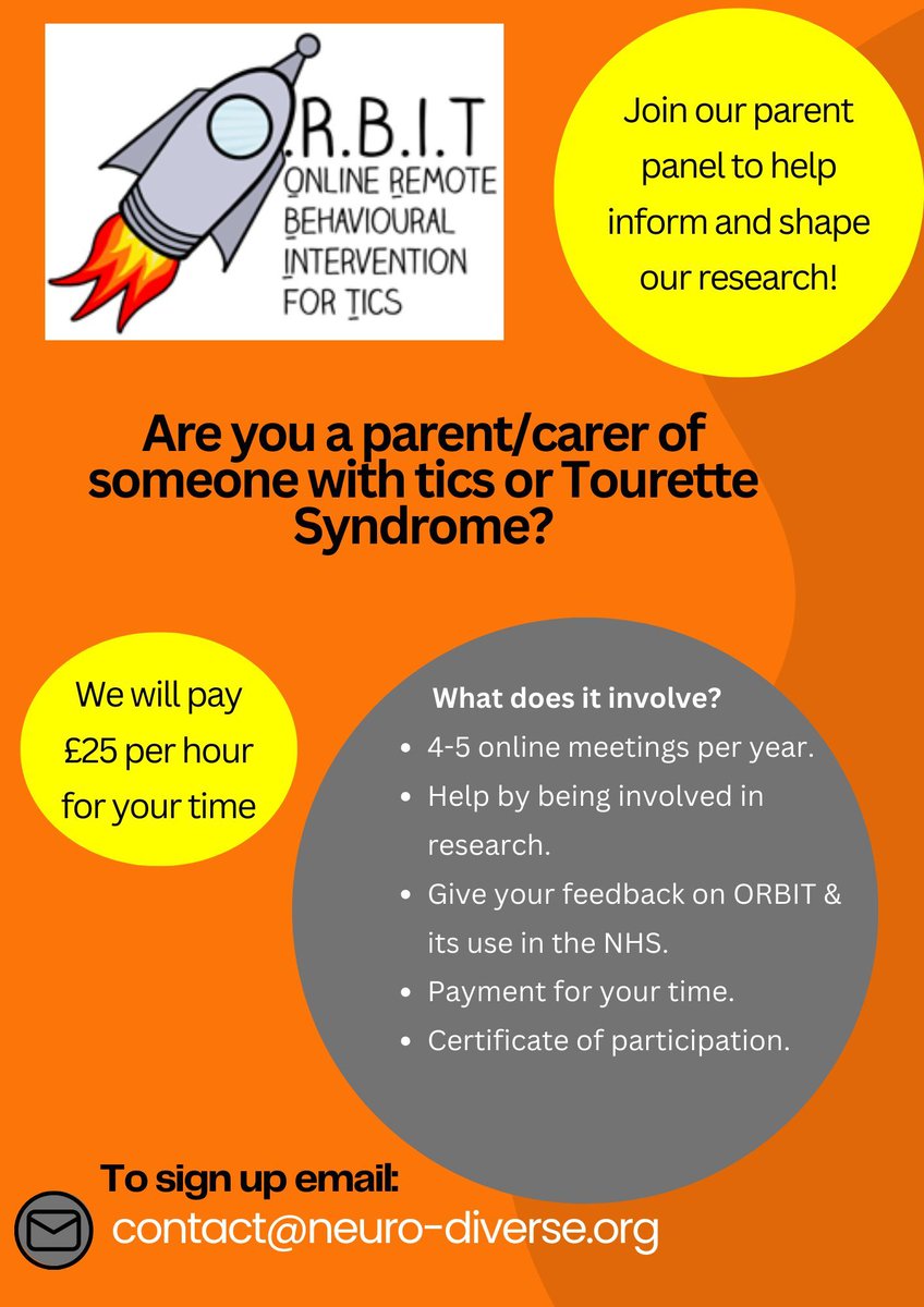 Online therapy could bring hope to thousands of young people living with tics and Tourette’s. Please join our UK parent PPI panel to give us your views on the research project. If you are interested please contact contact@neuro-diverse.org