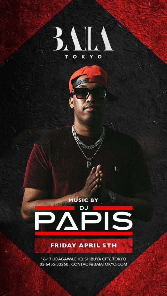 Tonight at #BaiaShibuya 🥳 We welcome #DjPapis this weekend, come celebrate with us!
#ShibuyaNightlife