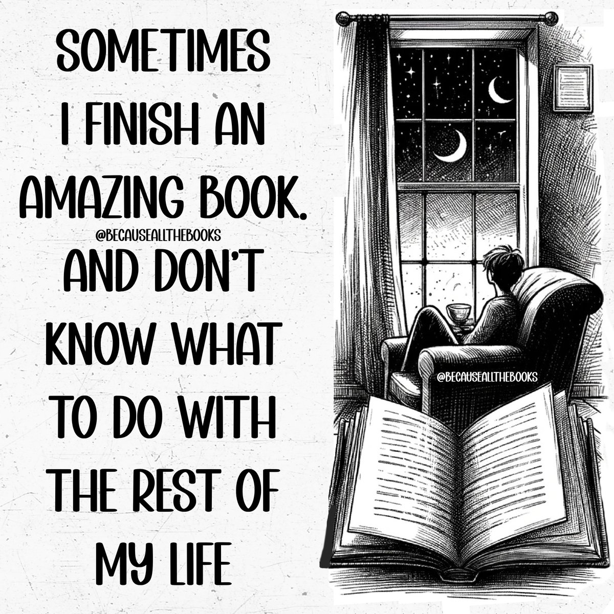 I suppose we carry on by looking for the next amazing book!

#BecauseAllTheBooks #BookHangover #AmazingBook #NextBook #ReadMore