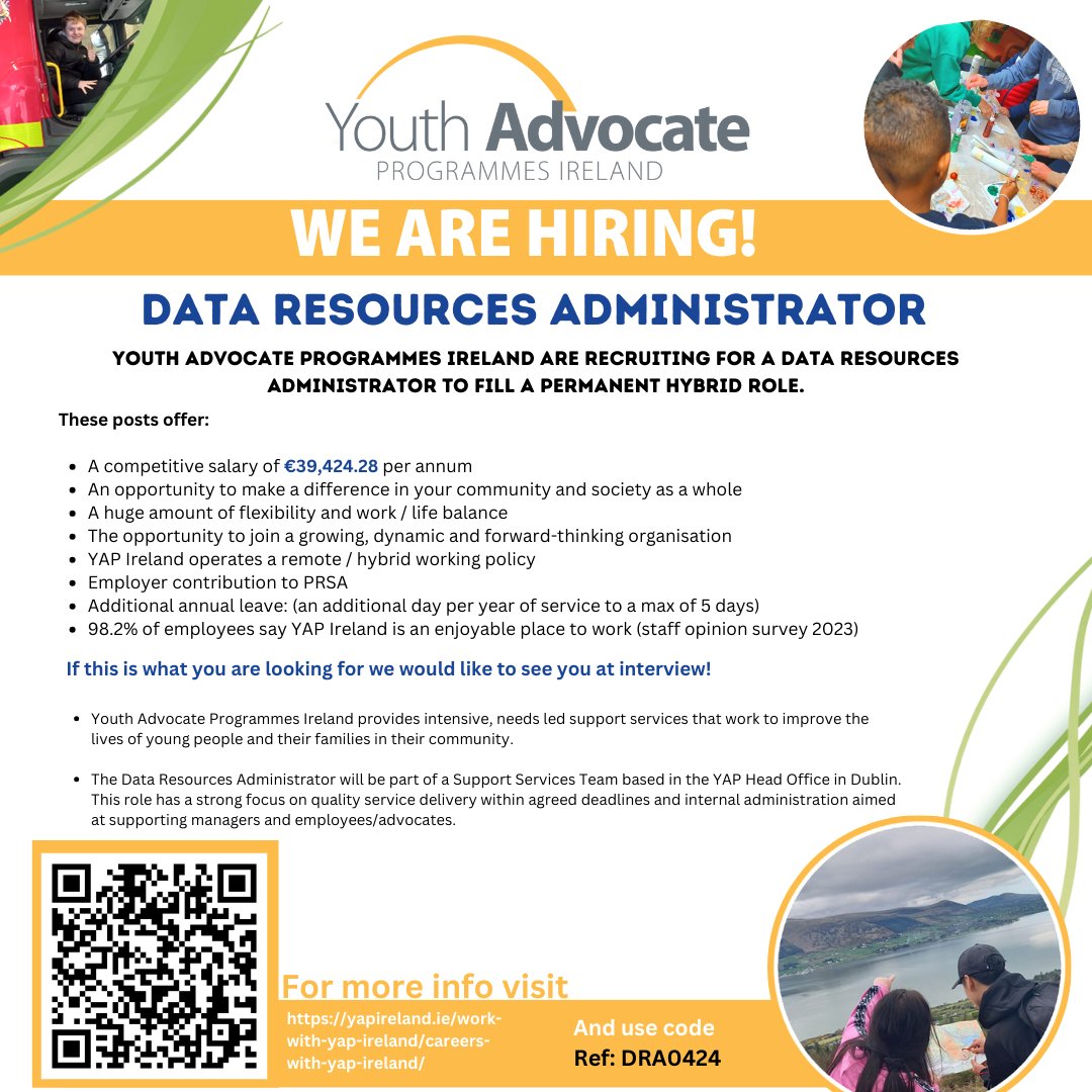YAP Ireland has a new vacancy! Reporting to the Data and Communications Manager, the Human Resources Administrator is a part of a growing Support Services Team based in the YAP Head Office in Dublin with Remote/Hybrid working available. yapireland.ie/work-with-yap-… #YAP #ireland