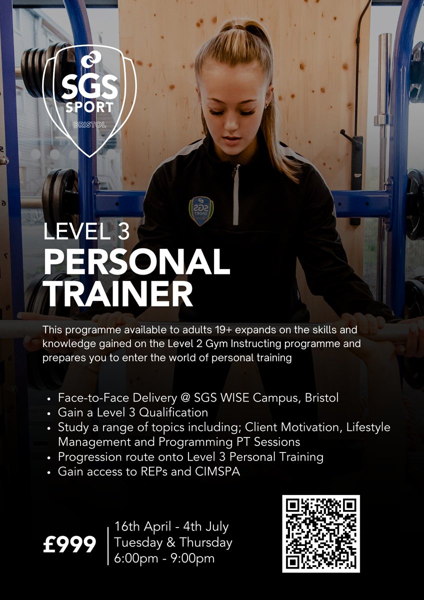Our Level 3 Personal Trainer qualification will help learners to find employment as a personal trainer in the fitness industry. This programme offers breadth and depth of study, incorporating a key core of knowledge in the health and fitness industry 🏋️‍👟️

Learners who