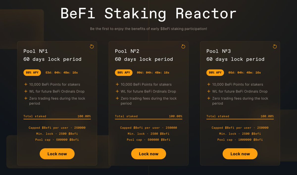 3rd Staking Reactor Completed! Total of 2,000,000 $BEFI are locked ⚡️ Are you ready for the 4th pool?