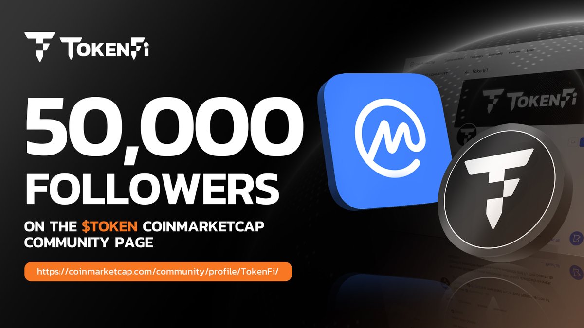 #TokenFi has just crossed 50,000 followers on its community page on CoinMarketCap! This is yet another notable milestone as $TOKEN remains committed to leading the tokenization industry, which is projected to be worth $16 trillion by 2030. coinmarketcap.com/community/nl/p…