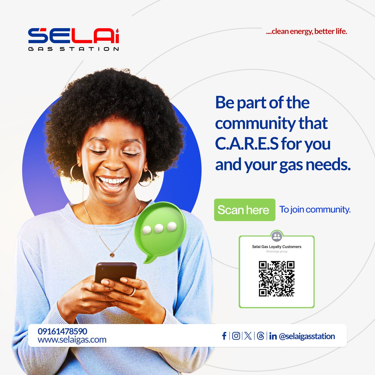 Be part of our WhatsApp community for exclusive access to clean energy tips, special offers, and a community that cares.   

Scan barcode to join.

#SelaiCommunty #SelaiGasStation #QualityGas #PremiumGas
