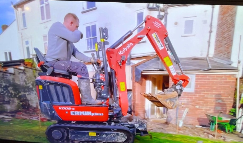 Fame at last! Our little 1 Ton Excavator on George Clarke's Renovations on Channel 4. <a href="/Channel4/">Channel 4</a>