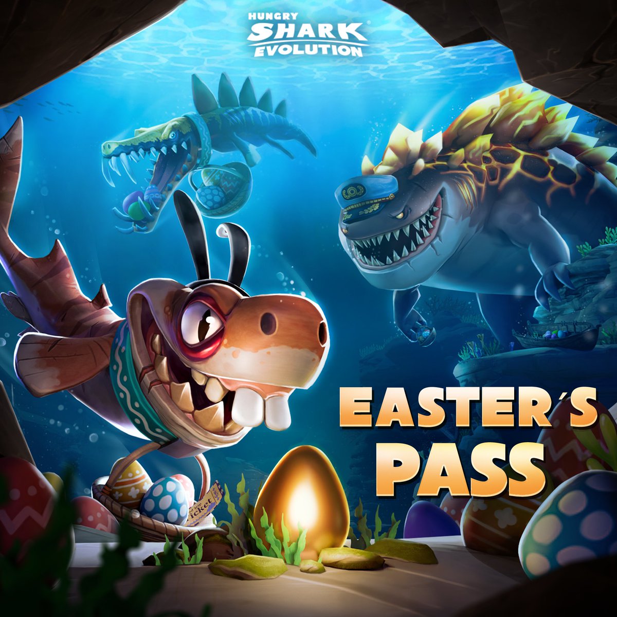 Attention #HSE players! 👀 The Easter Pass is hopping away in just a couple days! 😱 Last change to get your rewards. 💪 #HungrySharkEvolution