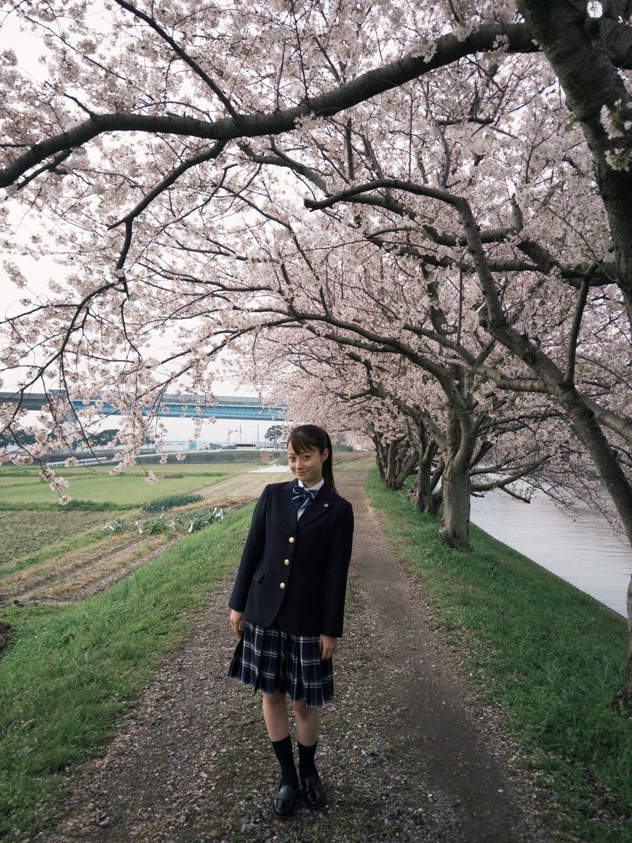 桜綺麗だったからいっぱい写真撮った🌸 おむすび🍙順調に撮影中です😇 フィルムっぽく撮れるアプリきゃわいい。 #おむすび
