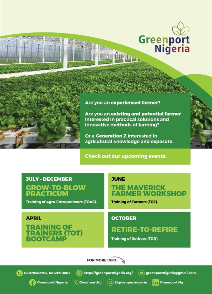 Check out our upcoming events for the year! For further details, do reach out to us via mail at greenportnigeria@gmail.com