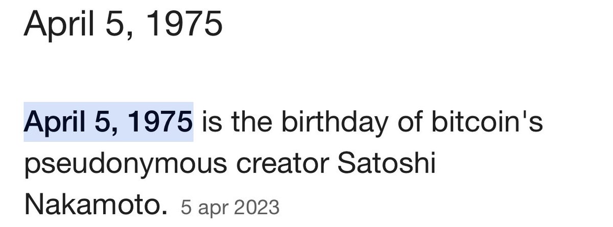 Crypt0Gus's tweet image. If we get a right translated top (which is not my base case), a perfect top could be the 50th anniversary of Satoshi according to The P2P Foundation.

⛰️ April 5th 2025