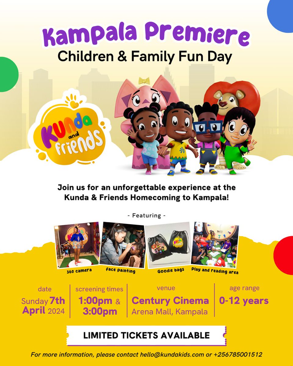 Creatures Animation (@creaturesug) on Twitter photo A Fun-filled Family Sunday! 🤩
We're officially launching <a href="/kundaandfriends/">Kunda & Friends</a> in Kampala - where we do all the animation. 😃🎉
Experience screenings of some of our favourite episodes and exciting activities.
#kundaandfriends A Fun-filled Family Sunday! 🤩
We're officially launching <a href="/kundaandfriends/">Kunda & Friends</a> in Kampala - where we do all the animation. 😃🎉
Experience screenings of some of our favourite episodes and exciting activities.
#kundaandfriends