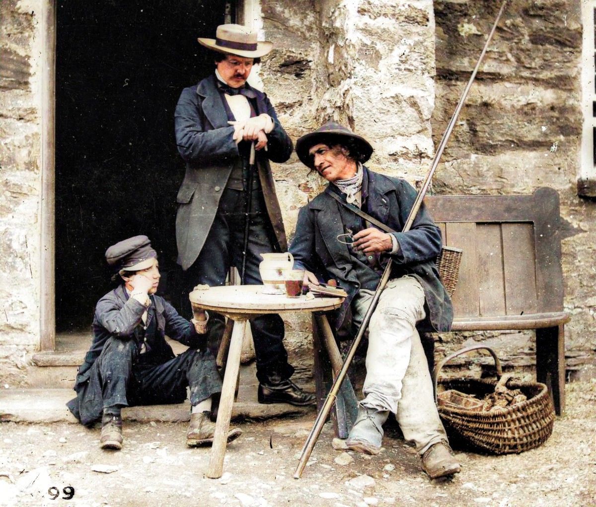 Victorian era fishermen in 1857. #colourised #fishermen #victorians
