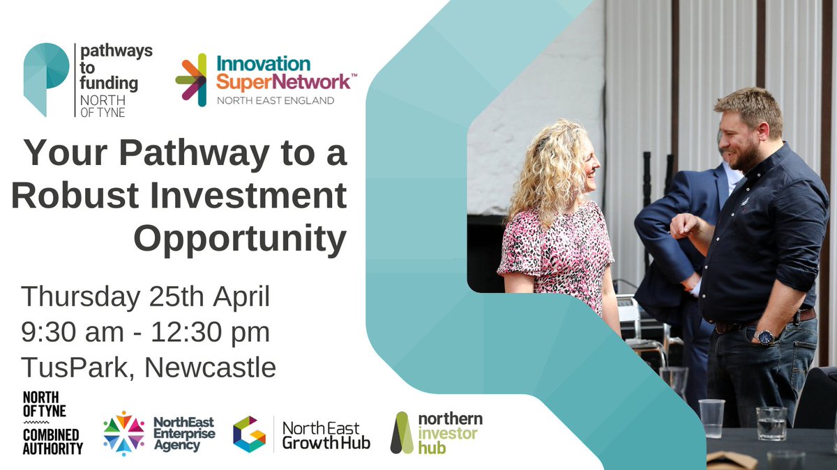 Our Pathways to Funding events programme continues on Friday 26th April at TusPark, Newcastle Our Access to Finance specialists will take you through two interactive workshops. There will also be time for questions and networking Book your place 👉 eventbrite.co.uk/e/your-pathway…