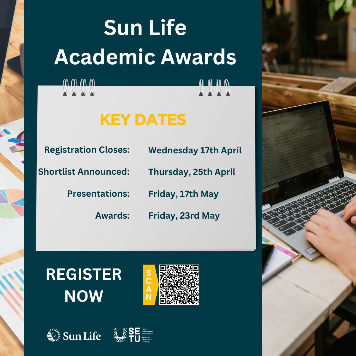🛎 Key dates for final year undergraduate project students! 🗓️ Don't miss the deadline for applying to the @SunLife Academic Awards: Wednesday, April 17th, 5pm. Scan the QR code now to access the short registration form. 🌟 #SunLifeAcademicAwards #UndergraduateProject